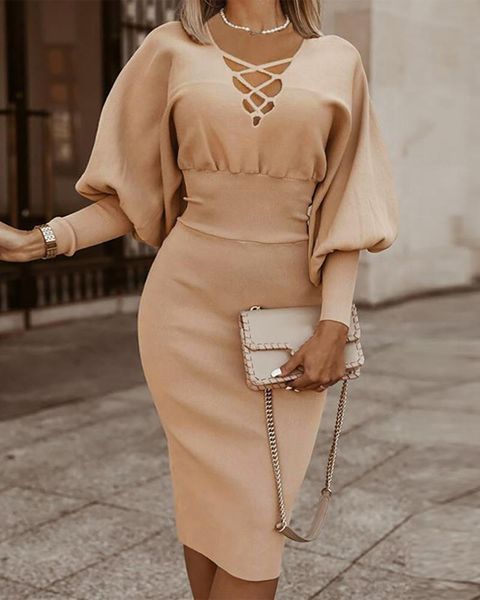 casual dresses women's lace-up front lantern sleeve knit dress autumn 2021 female fashion midi, Black;gray
casual dresses women's lace-up front lantern sleeve knit dress autumn 2021 female fashion midi, Black;gray