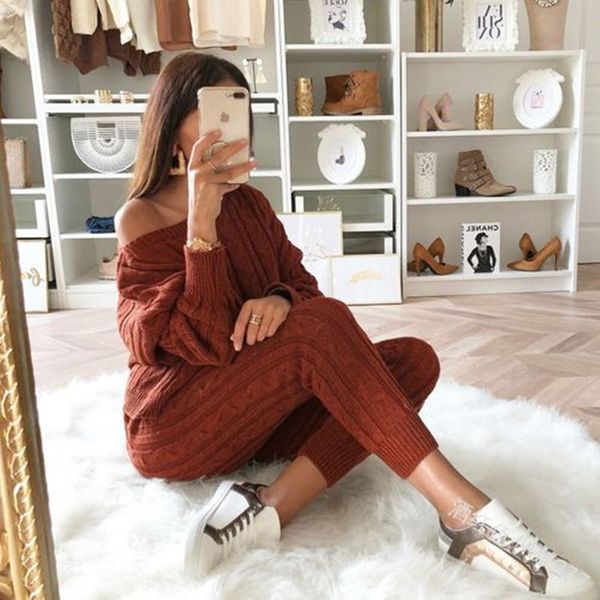 womens fashion solid 2 piece set casual knitted tracksuit sportswear warm sweater + long pants sweatshirts outfitsby air, Black;white
womens fashion solid 2 piece set casual knitted tracksuit sportswear warm sweater + long pants sweatshirts outfitsby air, Black;white
