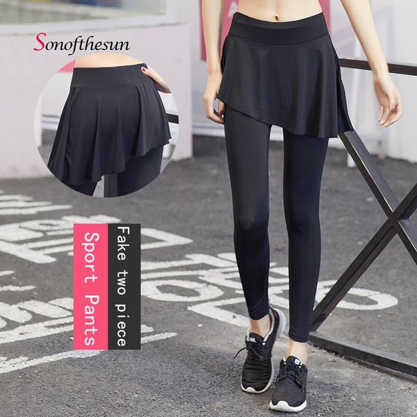 yoga outfits fake two piece dry quick gym pants women sports leggings fitness running tights sport irregular skirt, White;red
yoga outfits fake two piece dry quick gym pants women sports leggings fitness running tights sport irregular skirt, White;red