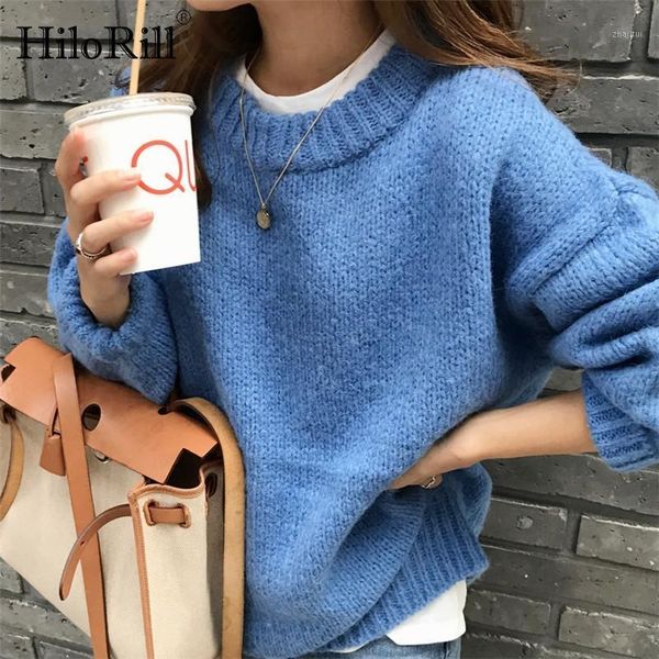 hilorill korean style women autumn winter casual loose solid pullover sweater 2021 knitted long sleeve o neck jumper women's sweaters, White;black
hilorill korean style women autumn winter casual loose solid pullover sweater 2021 knitted long sleeve o neck jumper women's sweaters, White;black