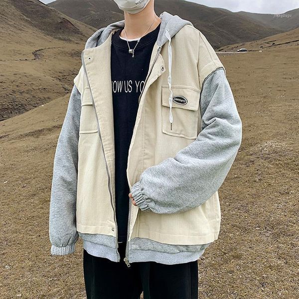 spring and autumn men's splicing casual jacket korean fashion loose harajuku streetwear color matching corduroy retro man jackets, Black;brown
spring and autumn men's splicing casual jacket korean fashion loose harajuku streetwear color matching corduroy retro man jackets, Black;brown