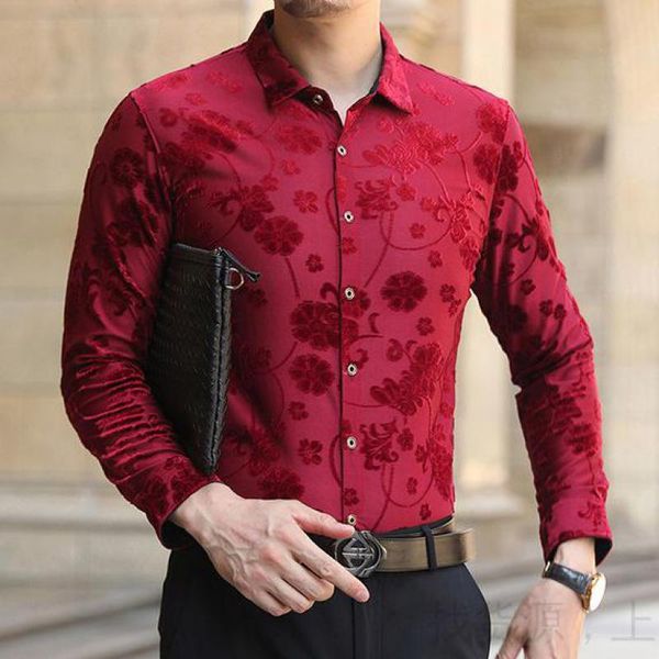 men's casual shirts red velour clothes for mens fashion gentleman velvet dress large size flower printed stretch clothing claret hollow, White;black
men's casual shirts red velour clothes for mens fashion gentleman velvet dress large size flower printed stretch clothing claret hollow, White;black