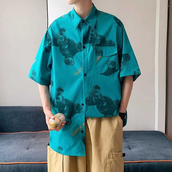 men's casual shirts logo fashion short sleeve shirt men women 2021 summer loose style large size student bear printed clothing, White;black
men's casual shirts logo fashion short sleeve shirt men women 2021 summer loose style large size student bear printed clothing, White;black