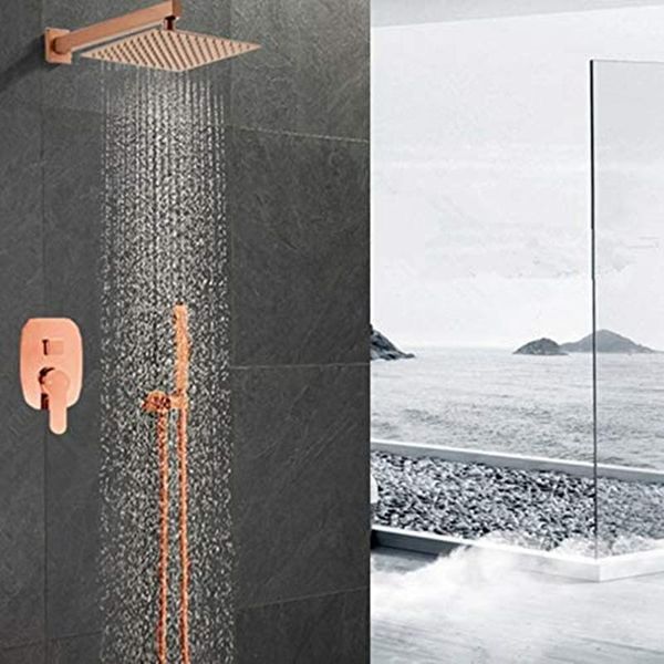 bathroom luxury brass rose gold 10 inch rainfall shower system mixer set sets 
bathroom luxury brass rose gold 10 inch rainfall shower system mixer set sets