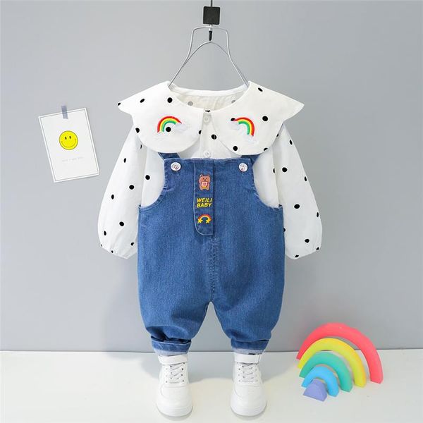 clothing sets 2021 spring baby girls toddler infant clothes lapel cartoon rainbow dot shirt jeans children kids casual costume, White
clothing sets 2021 spring baby girls toddler infant clothes lapel cartoon rainbow dot shirt jeans children kids casual costume, White