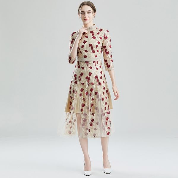 embroidery party dresses runway fashion retro flower embroidered 3/4 sleeve under knee black mesh for women vestidos 210603, Black;gray
embroidery party dresses runway fashion retro flower embroidered 3/4 sleeve under knee black mesh for women vestidos 210603, Black;gray