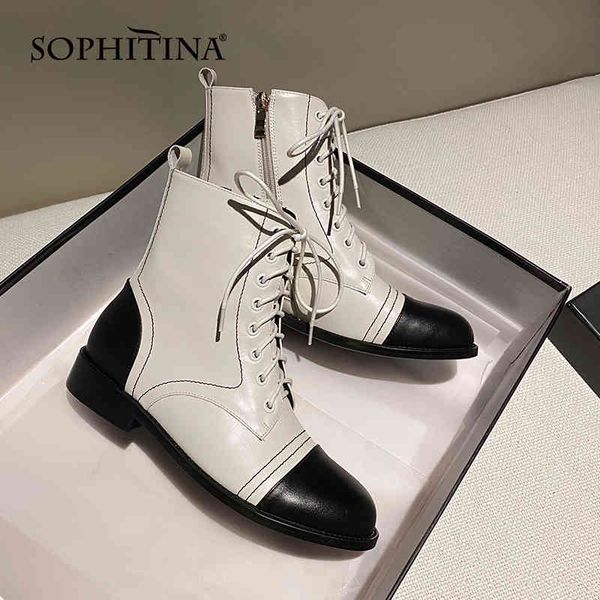 sophitina women boots autumn winter genuine leather ladies ankle boots round toe zipper lace-up fashion flat shoes women so651 210513, Black
sophitina women boots autumn winter genuine leather ladies ankle boots round toe zipper lace-up fashion flat shoes women so651 210513, Black