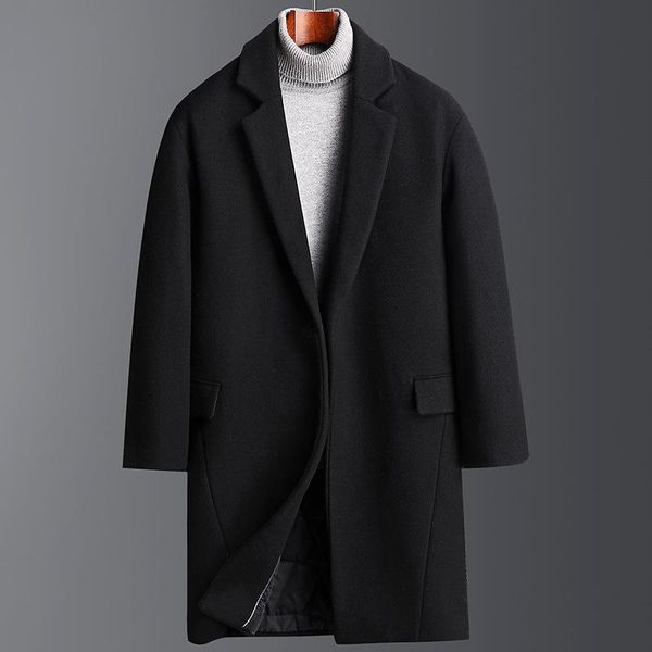 men's sweaters 2021 autumn and winter woolen windbreaker middle-aged young thickened wool over the knee coat, White;black
men's sweaters 2021 autumn and winter woolen windbreaker middle-aged young thickened wool over the knee coat, White;black