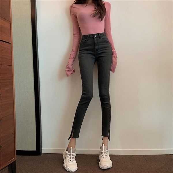women's jeans real s 2021 fashion wild temperament elasticity was thin slim retro split feet nine points pencil pants, Blue
women's jeans real s 2021 fashion wild temperament elasticity was thin slim retro split feet nine points pencil pants, Blue