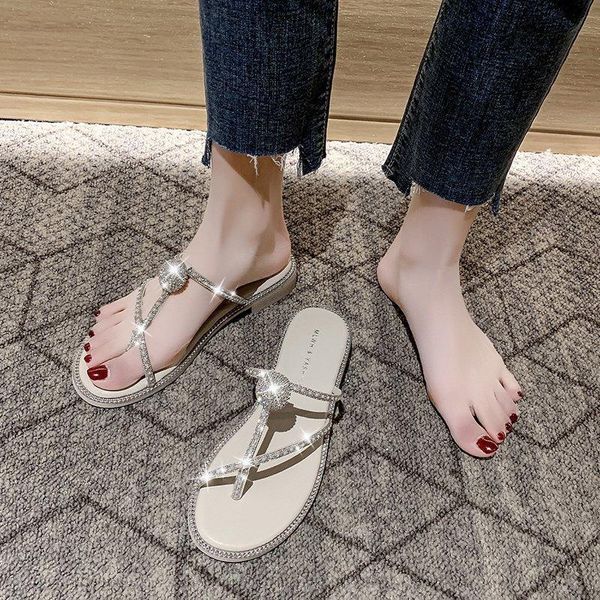 sandals women's flat summer shoes rhinestone slippers heel, Black 
sandals women's flat summer shoes rhinestone slippers heel, Black