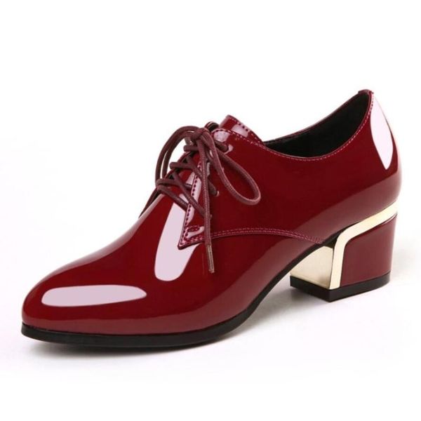 dress shoes 2021 spring fall women's woman high heels soft pointed toe lace-up ladies patent leather pumps square 5 cm, Black
dress shoes 2021 spring fall women's woman high heels soft pointed toe lace-up ladies patent leather pumps square 5 cm, Black