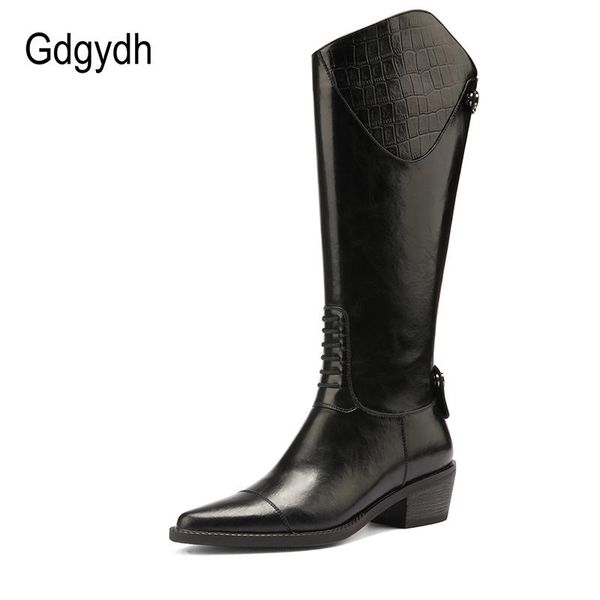 boots gdgydh genuine leather womens riding pointed toe buckle blocl heel comfortable knee high wide calf with zip, Black
boots gdgydh genuine leather womens riding pointed toe buckle blocl heel comfortable knee high wide calf with zip, Black