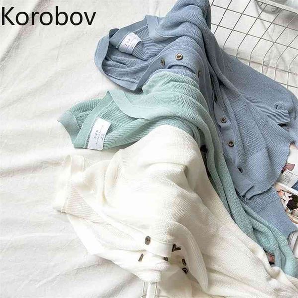 korobov new long sleeve women knitwear korean solid v neck thin sunscreen female cardigans single breasted sweater 210430, White
korobov new long sleeve women knitwear korean solid v neck thin sunscreen female cardigans single breasted sweater 210430, White