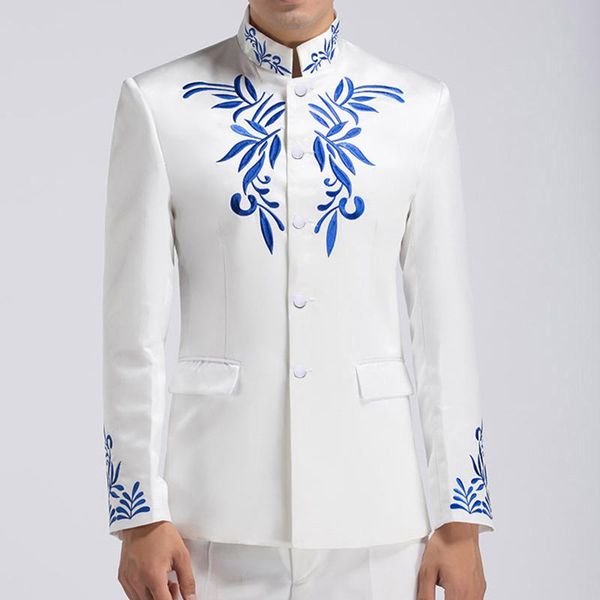 men's suits & blazers chinese style floral embroidery patterns mens stand collar suit jacket tang tunic men wedding embroideried coat, White;black
men's suits & blazers chinese style floral embroidery patterns mens stand collar suit jacket tang tunic men wedding embroideried coat, White;black
