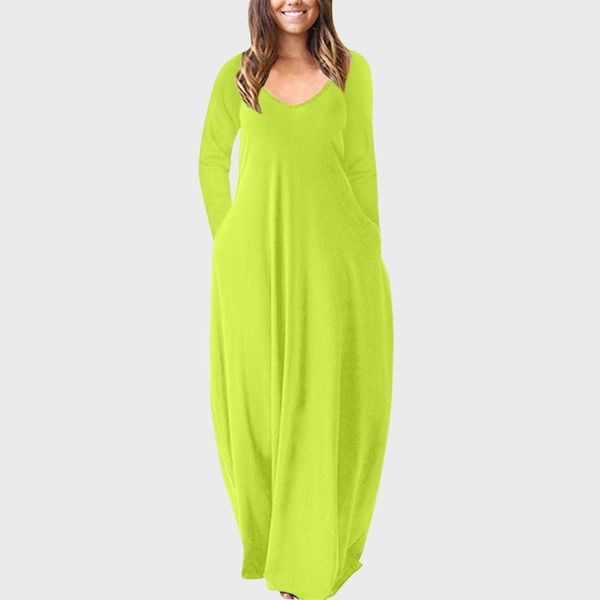 casual dresses long sleeve plus size dress women solid color low cut maxi autumn winter loose pocket robe longue 40#, Black;gray
casual dresses long sleeve plus size dress women solid color low cut maxi autumn winter loose pocket robe longue 40#, Black;gray