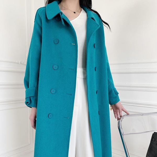 women's wool & blends 2021 korean autumn and winter off-season double-sided hand stitched cashmere coat double breasted lace loose twee, Black
women's wool & blends 2021 korean autumn and winter off-season double-sided hand stitched cashmere coat double breasted lace loose twee, Black