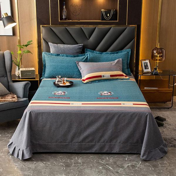 sheets & sets oloey 1pc 100% pure cotton fitted bed sheet single twin double queen king size flat striped lattice style
