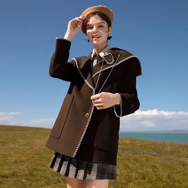 women's wool & blends shzq double sided tweed coat winter 2021 100% pure medium long small, Black
women's wool & blends shzq double sided tweed coat winter 2021 100% pure medium long small, Black