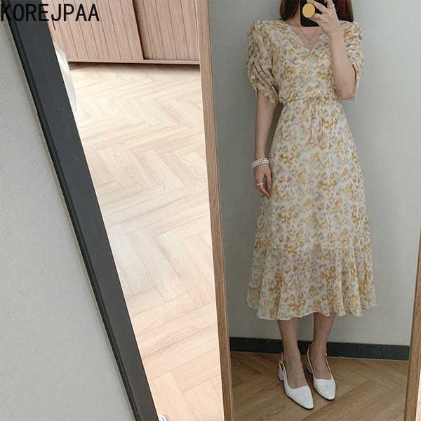 korejpaa women dress summer korean chic elegant temperament v-neck color design lace-up puff sleeve mid-length vestidos 210526, Black;gray
korejpaa women dress summer korean chic elegant temperament v-neck color design lace-up puff sleeve mid-length vestidos 210526, Black;gray