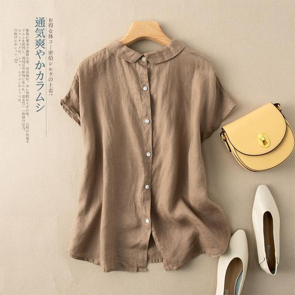 2021 summer new fashion women short sleeve loose shirts all-matched casual peter pan collar cotton linen blouse plus size m156, White
2021 summer new fashion women short sleeve loose shirts all-matched casual peter pan collar cotton linen blouse plus size m156, White