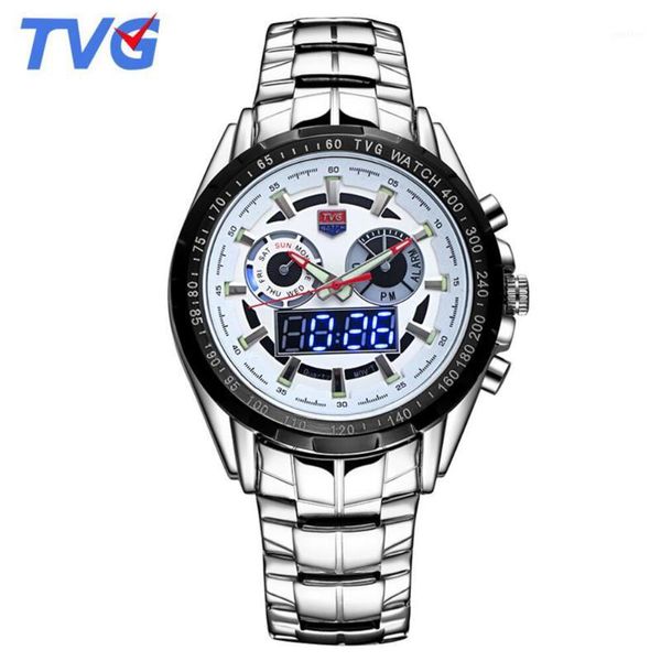 sports men watches tvg led digital analog disply quartz male waterproof clock military wristwatches, Slivery;brown
sports men watches tvg led digital analog disply quartz male waterproof clock military wristwatches, Slivery;brown