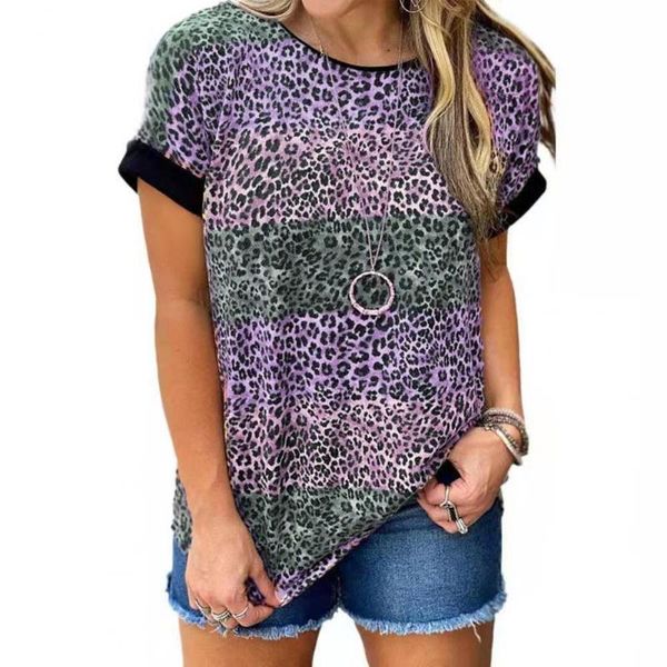 women's t-shirt women leopard short sleeve o neck loose print casual summer, White
women's t-shirt women leopard short sleeve o neck loose print casual summer, White