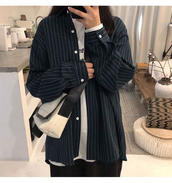 2 colors stripe shirt outwear black coat korean chic style long sleeve blouses womens tops and blouse (X1047), White
2 colors stripe shirt outwear black coat korean chic style long sleeve blouses womens tops and blouse (X1047), White