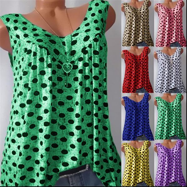 dot printed o neck womens blouses fashion sleeveless tunic summer ruffled casual plus size vest shirt, White
dot printed o neck womens blouses fashion sleeveless tunic summer ruffled casual plus size vest shirt, White