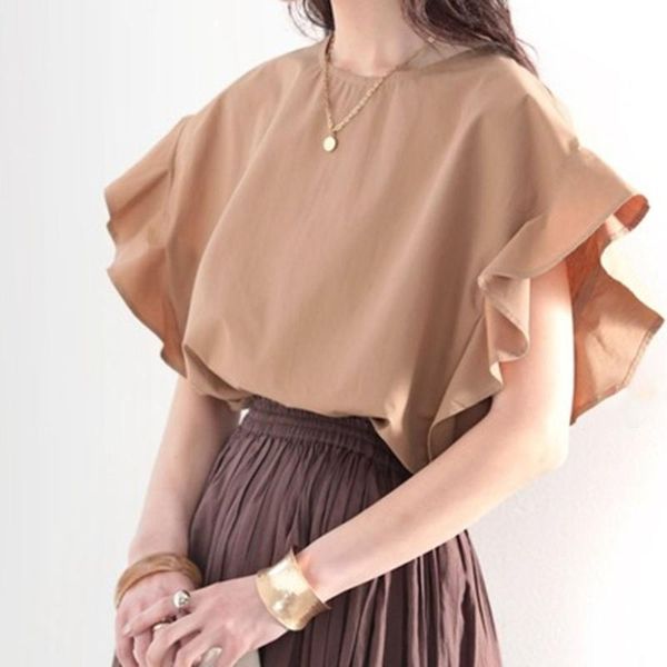 women's blouses & shirts 2021 summer blouse japanese style korean fashion solid color round neck lotus sleeve casual temperament loose, White
women's blouses & shirts 2021 summer blouse japanese style korean fashion solid color round neck lotus sleeve casual temperament loose, White