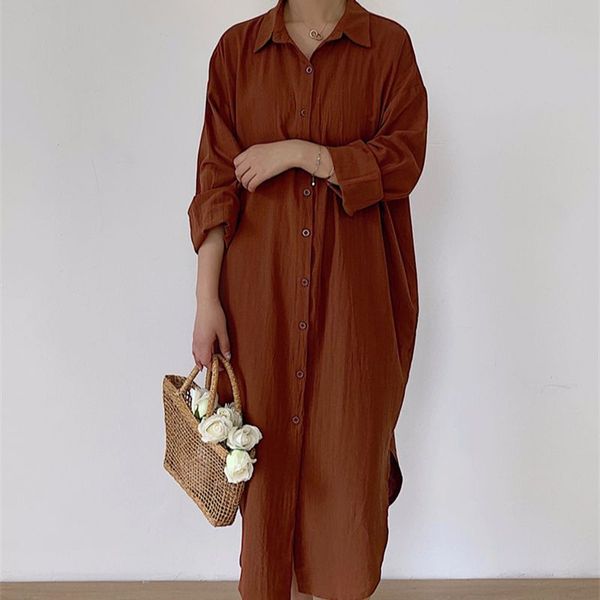 women long blouse shirt dress loose korean cotton clothing spring autumn oversized elegant work dresses white/blue
women long blouse shirt dress loose korean cotton clothing spring autumn oversized elegant work dresses white/blue
