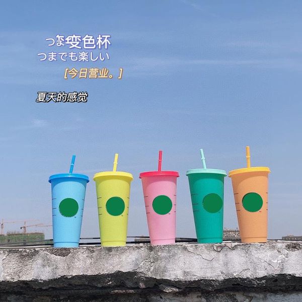 mugs 710ml reusable color mug change flash coffee cups plastic tumbler cup with logo for shop lid
mugs 710ml reusable color mug change flash coffee cups plastic tumbler cup with logo for shop lid