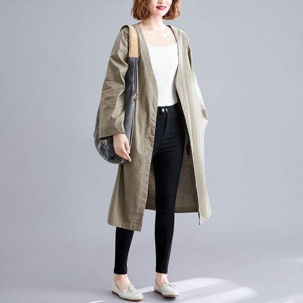 women's trench coats johnature 2021 autumn casual solid color loose cardigan women koraen v-neck full sleeve pockets female, Tan;black
women's trench coats johnature 2021 autumn casual solid color loose cardigan women koraen v-neck full sleeve pockets female, Tan;black