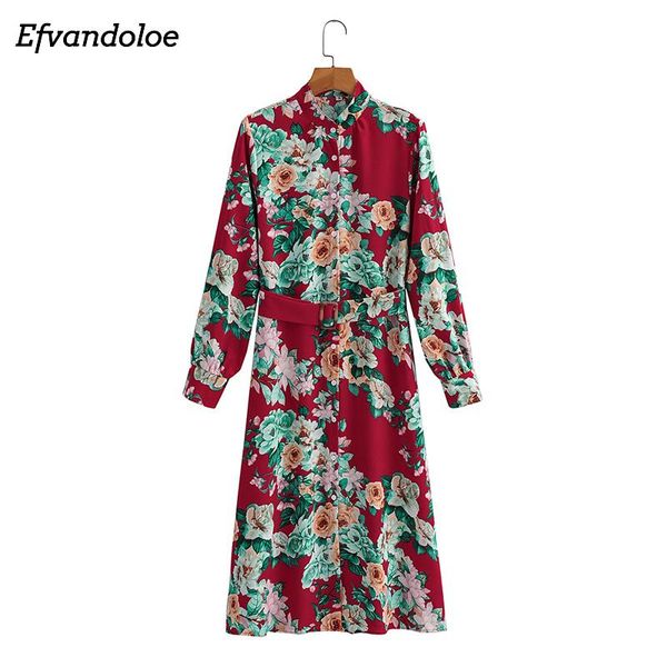casual dresses women long sleeve flower print midi dress 2021 spring autumn o-neck buttons robes with sashes, Black;gray
casual dresses women long sleeve flower print midi dress 2021 spring autumn o-neck buttons robes with sashes, Black;gray
