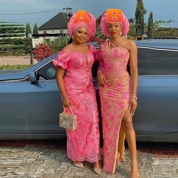 pink mermaid prom dresses two styles high side split aso ebi evening gowns sleeves african, Black
pink mermaid prom dresses two styles high side split aso ebi evening gowns sleeves african, Black