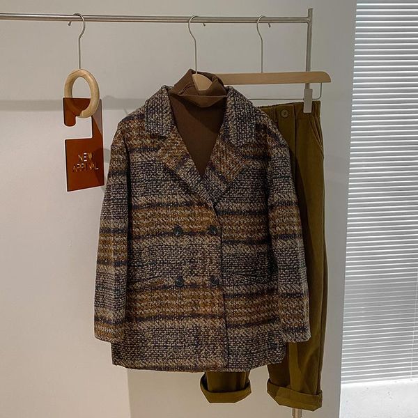 women's wool & blends design sense, retro woolen jacket, mid-length suit collar, temperament, female trend in the fall of 2021, Black
women's wool & blends design sense, retro woolen jacket, mid-length suit collar, temperament, female trend in the fall of 2021, Black