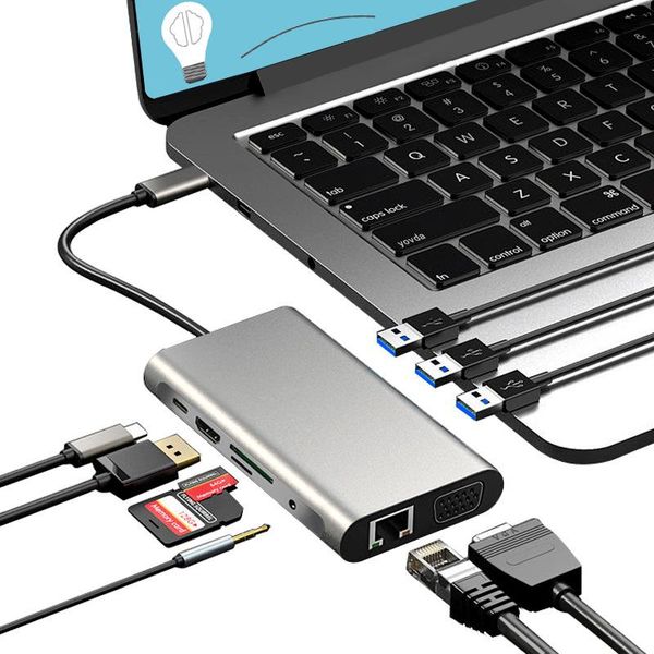 hubs ten in one docking station type-c to gigabit network port vga pd card reader usb hub
hubs ten in one docking station type-c to gigabit network port vga pd card reader usb hub