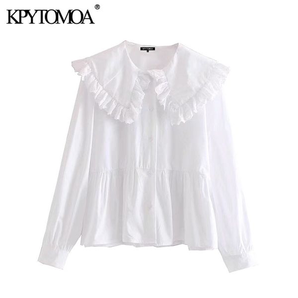 kpytomoa women sweet fashion with peter pan collar ruffled blouses vintage long sleeve button-up female shirts chic 210317, White
kpytomoa women sweet fashion with peter pan collar ruffled blouses vintage long sleeve button-up female shirts chic 210317, White