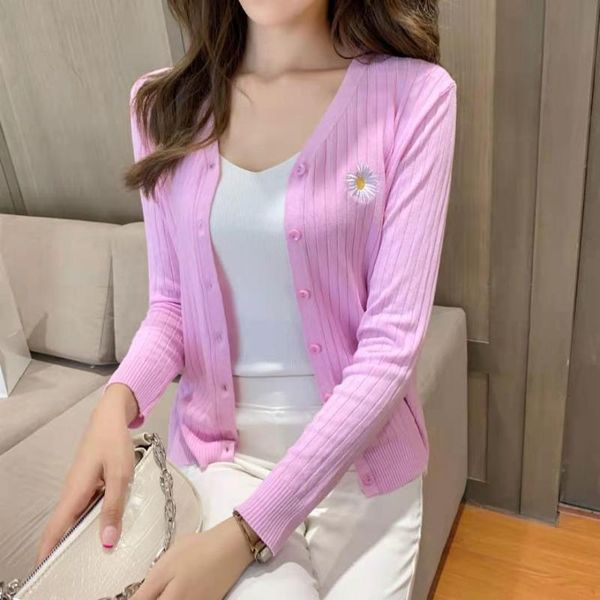 women spring summer slim thin ice silk knit cardigan lady print v-neck sun protection female vintage f723 women's knits & tees, White
women spring summer slim thin ice silk knit cardigan lady print v-neck sun protection female vintage f723 women's knits & tees, White