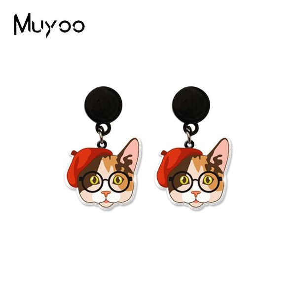 british gentle cat cosplay cute kittens acrylic drop epoxy handcraft jewelry black stud earrings, Golden;silver
british gentle cat cosplay cute kittens acrylic drop epoxy handcraft jewelry black stud earrings, Golden;silver