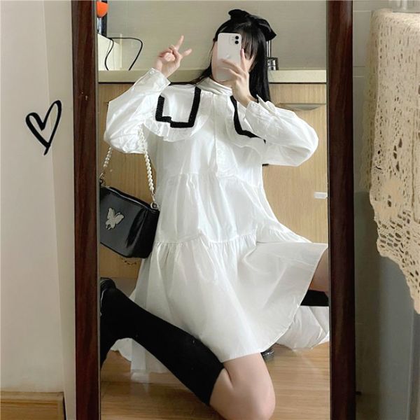 dresses spring japanese sweet kawaii designer patchwork female casual high street pary mini women kqlk, Black;gray 
dresses spring japanese sweet kawaii designer patchwork female casual high street pary mini women kqlk, Black;gray