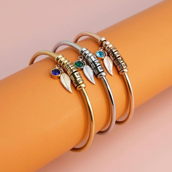 bangle yazi personalized birthstone names beads leaf pendant bracelets trendy stainless steel open bracelet women jewelry gifts, Black
bangle yazi personalized birthstone names beads leaf pendant bracelets trendy stainless steel open bracelet women jewelry gifts, Black