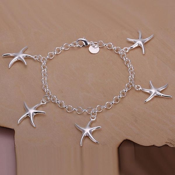 link, chain beauty fashion silver color jewelry charm stars bracelets cute for women lady gifts h193, Black
link, chain beauty fashion silver color jewelry charm stars bracelets cute for women lady gifts h193, Black