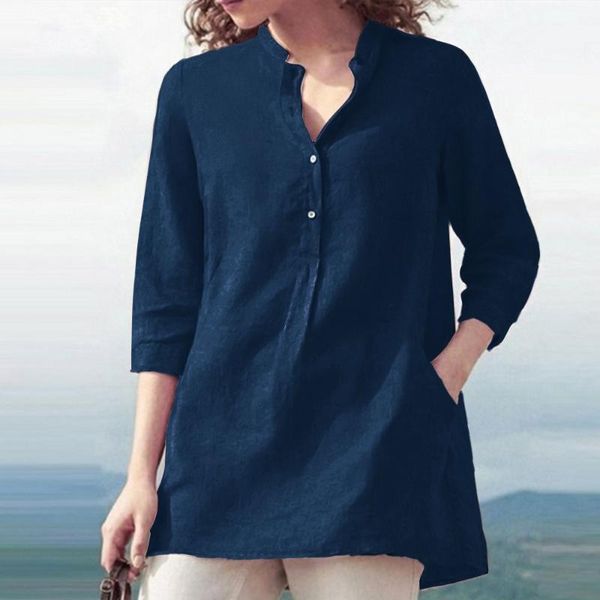 vintage women cotton linen blouse 2021 summer autumn solid stand collar 3/4 sleeve button pocket casual plus size shirt blusa women's b, White
vintage women cotton linen blouse 2021 summer autumn solid stand collar 3/4 sleeve button pocket casual plus size shirt blusa women's b, White