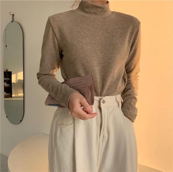 women's t-shirt autumn and winter 2021 korean half high collar solid color plush thickened warm bottom with top, White
women's t-shirt autumn and winter 2021 korean half high collar solid color plush thickened warm bottom with top, White