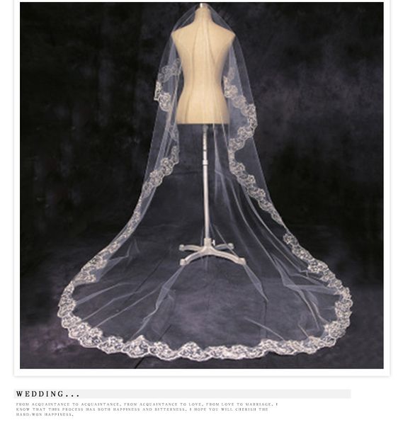 romantic white ivory lace wedding veils long lace bridal veils one layer appliqued edge bride veil, Black 
romantic white ivory lace wedding veils long lace bridal veils one layer appliqued edge bride veil, Black