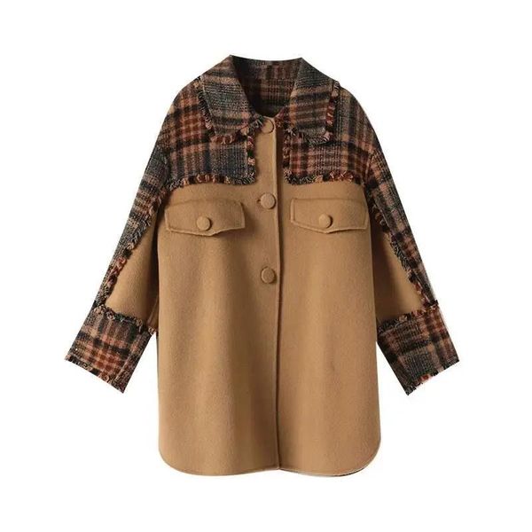 women's wool & blends women woolen jacket2021 spring autumn mid-length fashion plaid coat casual thick temperament jacket female trend, Black
women's wool & blends women woolen jacket2021 spring autumn mid-length fashion plaid coat casual thick temperament jacket female trend, Black