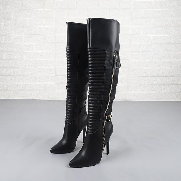boots women's rubber pointe shoes thigh high heels zipper luxury designer rain pointy ladies over-the-knee stilet, Black
boots women's rubber pointe shoes thigh high heels zipper luxury designer rain pointy ladies over-the-knee stilet, Black