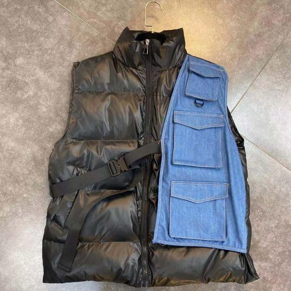 women's vests zcsmll stand collar sleeveless stitching denim women multi-pocket lace fake two-piece cotton female ops 2021 winter, Black;white
women's vests zcsmll stand collar sleeveless stitching denim women multi-pocket lace fake two-piece cotton female ops 2021 winter, Black;white