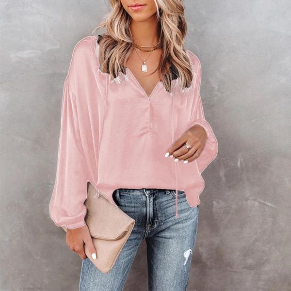 women's blouses & shirts fashion 2021 women light blouse solid long sleeve ruched v neck strappy t shirt casual loose spring summer vac, White
women's blouses & shirts fashion 2021 women light blouse solid long sleeve ruched v neck strappy t shirt casual loose spring summer vac, White