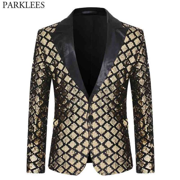 shiny sequin glitter one button jacket men blazer gold plaid patchwork tuxedo blazer male nightclub wedding party stage costumes 210522, White;black
shiny sequin glitter one button jacket men blazer gold plaid patchwork tuxedo blazer male nightclub wedding party stage costumes 210522, White;black
